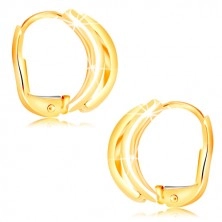 585 Gold Ohrringe - matter Bogen in Form eines Halbkreises, Weißgold Körner