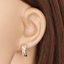585 Ohrringe aus kombiniertem Gold - Ringe mit schrägem verflochtenem Muster