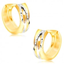 585 Ohrringe aus kombiniertem Gold - Ringe mit schrägem verflochtenem Muster