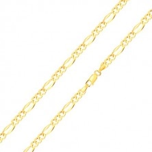 585 Gold Armband – längliches Glied mit verlängerten Kanten, drei ovale Glieder, 210 mm