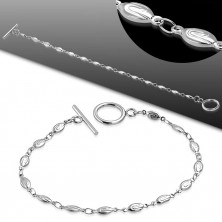 Armband aus Chirurgenstahl - ovale Glieder, Korn mit griechischem Schlüssel-Motiv