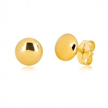 9K Gelbgold Ohrringe - glänzender Kreis mit leicht gewölbter Oberfläche