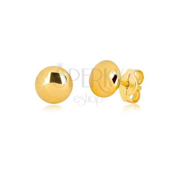 9K Gelbgold Ohrringe - glänzender Kreis mit leicht gewölbter Oberfläche