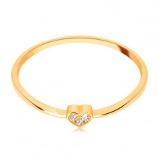 Ring aus 9K Gelbgold - Herz mit runden klaren Zirkoniasteinen geschmückt