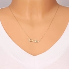 585 Gelbgold Halskette - zarte Kette, Unendlichkeits-Symbol, Aufschrift MOM