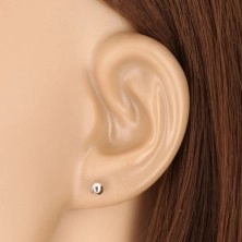 Ohrringe aus 9K Weißgold - einfache glänzende Kugel, 4 mm