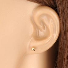 Ohrringe aus 14K Gelbgold - Kugel mit glatter glänzender Oberfläche, Ohrstecker mit Schraubverschluss, 4 mm