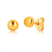 9K Gelbgold Ohrringe - Kreis mit glänzender Oberfläche, Ohrstecker
