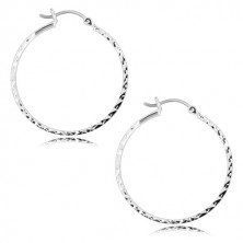 925 Silber Ohrringe - glänzende Kreise mit geschliffenen kleinen Flächen, französischer Verschluss