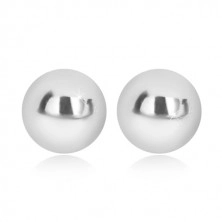 925 Silber Ohrringe - einfache Halbkugel, glänzende Oberfläche, 6 mm