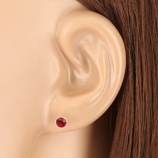 925 Silber Ohrringe - glitzernder rubinroter Zirkon, glänzende Fassung
