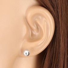 925 Silber Ohrringe - Kugel mit glänzender Oberfläche, 6 mm
