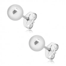 925 Silber Ohrringe - Kugel mit glänzender Oberfläche, 6 mm