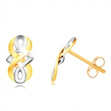 9K Gold Ohrringe - Unendlichkeits-Symbol, keltischer Knoten in Weißgold, Ohrstecker