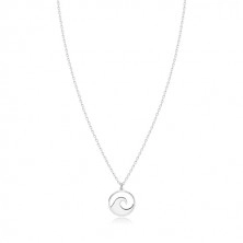 925 Silber Halskette - glitzernde Kette, geschnitzter Kreis mit Wellenkamm