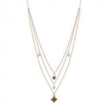 925 Silber Halskette - dreifarbige Kette mit Anhängern, klare und schwarze Zirkone
