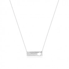Halskette aus 925 Silber - Rechtecke mit herzförmigem Ausschnitt, Aufschrift "MOM"