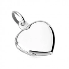 925 Silber Anhänger - flaches Medaillon, symmetrisches Herz mit glänzender Oberfläche