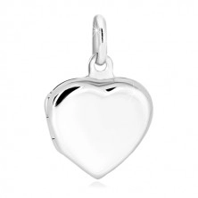 925 Silber Anhänger - flaches Medaillon, symmetrisches Herz mit glänzender Oberfläche
