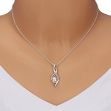 925 Silber Halskette - Nummer Acht, gewellte Bänder mit synthetischer Perle, Kette