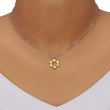 925 Silber Halskette - Davidstern in goldenem Farbton, schwarzer Diamant