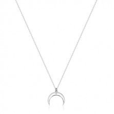 Brillant Halskette, 925 Silber - umgekehrter Halbmond mit einem klaren Diamanten
