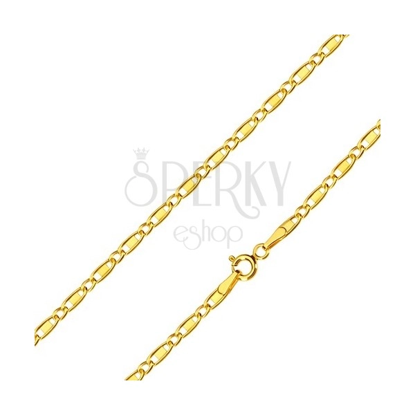 14K Gold Kette - ovale Glieder, längliche Glieder mit Rechteck, 550 mm