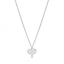 925 Silber Dreier-Set - symmetrisches Herz mit Zirkonen, in Reihen verbundene Kette