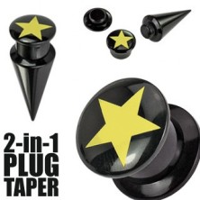 2 in 1 - schwarzer Plug und Taper mit einem Stern