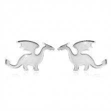 925 Silber Ohrringe - Drachen-Motiv, glänzende Oberfläche, Ohrstecker