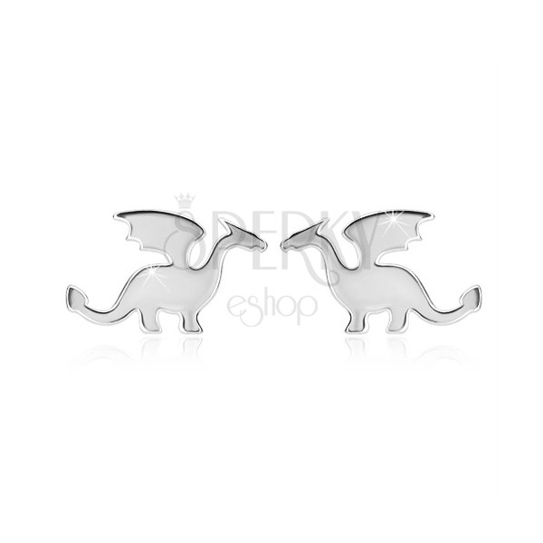 925 Silber Ohrringe - Drachen-Motiv, glänzende Oberfläche, Ohrstecker