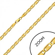 585 Gold Kette - längliche Glieder, Elemente mit griechischem Schlüssel, 550 mm