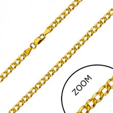 14K Gelbgold Kette - breite Glieder mit kleinen Vertiefungen geschmückt, 500 mm