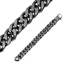 Armband aus Stahl - große ovale Glieder reihenweise verbunden, matte schwarze Ausführung, 12 mm