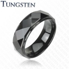Facettierter Ring aus Wolfram, schwarze Farbe