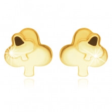 Ohrringe aus 14K Gold – ein Kleeblatt mit einem anderen kleineren Kleeblatt geschmückt