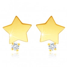 14K Gelbgold Ohrstecker – ein Stern mit einem klaren Zirkon