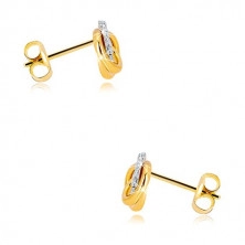Ohrringe aus 9K Gold mit Zirkonen – drei miteinander verflochtene Ringe