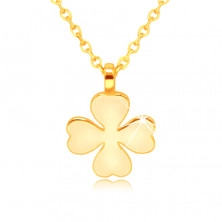 585 Gelbgold Halskette – vierblättriges Kleeblatt mit herzförmigen Blättern, Glücks-Symbol