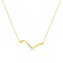 Halskette aus 14K Gold – asymmetrische gewellte Linie, klare Zirkone