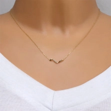 Halskette aus 14K Gold – asymmetrische gewellte Linie, klare Zirkone