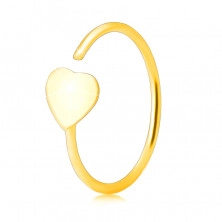 14K Gelbgold Piercing – Kontur eines Rings in einem flachen Herzen endend