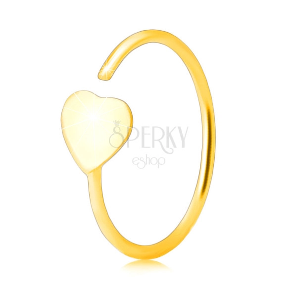 14K Gelbgold Piercing – Kontur eines Rings in einem flachen Herzen endend