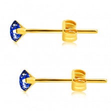 Ohrringe aus 375 Gelbgold – dunkelblauer Zirkon in runder Form
