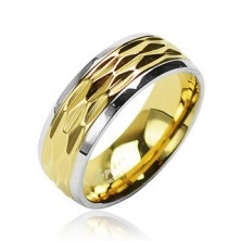 Ring aus Edelstahl - goldfarbenes Wellenmotiv