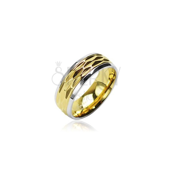 Ring aus Edelstahl - goldfarbenes Wellenmotiv
