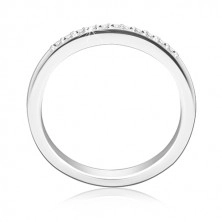 Zweier-Set aus 925 Silber Ehering und Ring – glitzernde Linie aus Zirkonen, größerer runder Zirkon