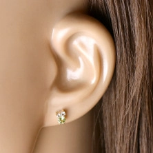 Ohrringe aus 14K Gold – Steine in verschiedenen Größen, Olivin, blauer Topas