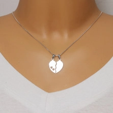 925 Silber Doppelanhänger – geteiltes Herz mit einem Ausschnitt aus zwei kleinen Herzen