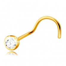 Diamant Piercing aus 14K Gelbgold, gebogen – Brillant in einer runden Fassung, 2 mm